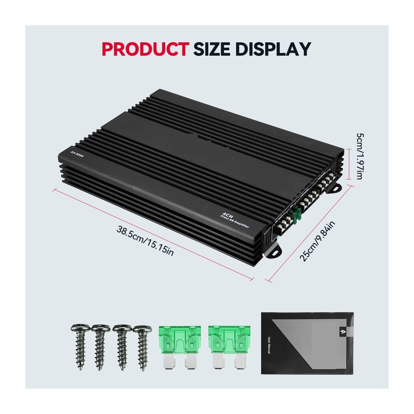 Amazon.co.jp: パワーアンプ 4チャンネル 12V AS-8080 カーアンプ 4CH